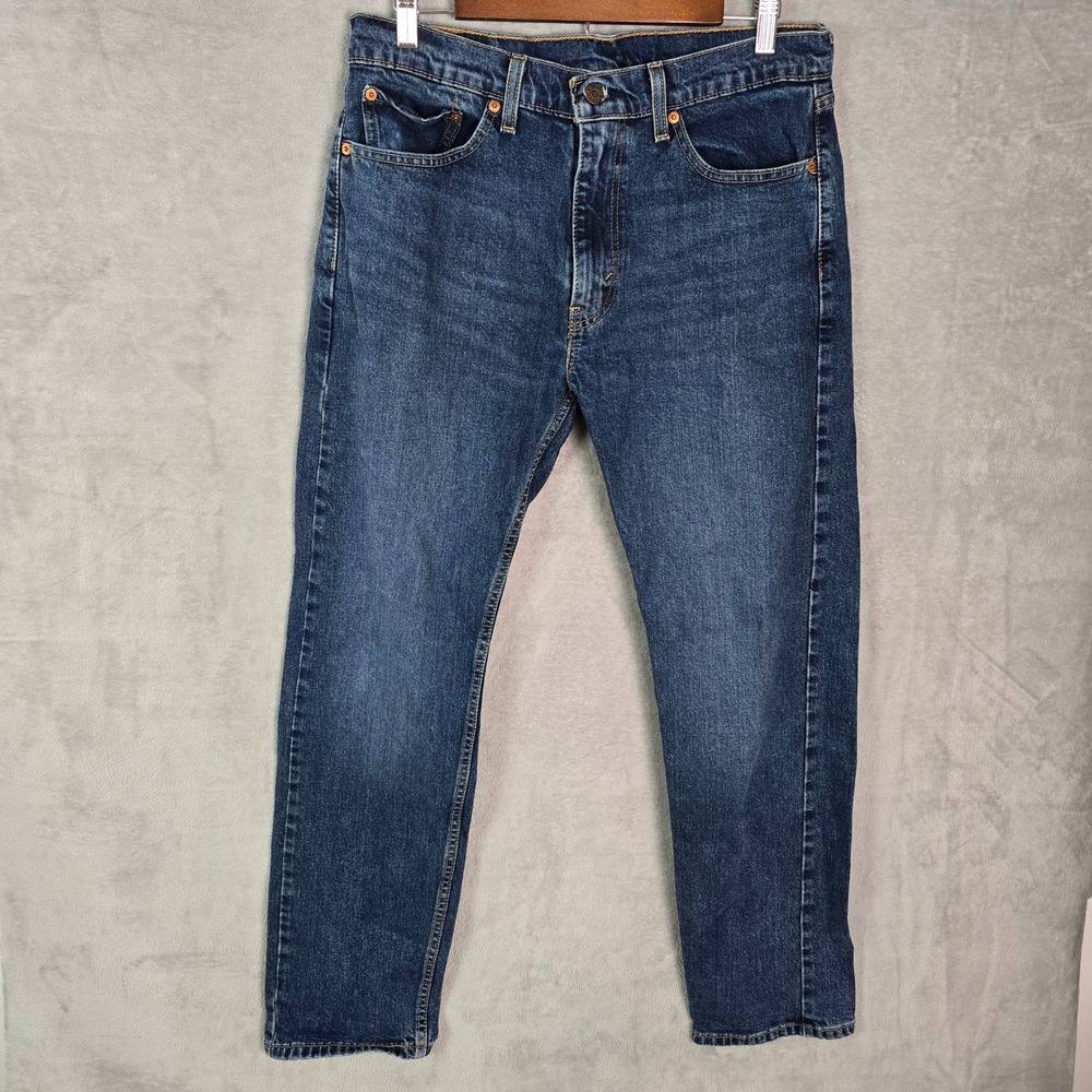 Levis 505 Regular Fit Mens Dark Wash Indigo Straight Leg Jeans W33 L32